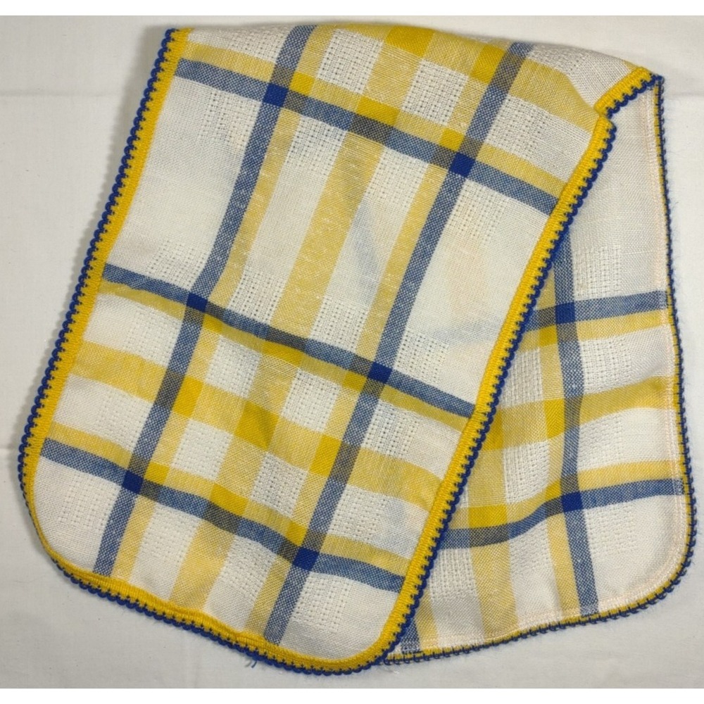 2 Vtg runner blue/yellow/white plaid - Swedish 9.5 X 28